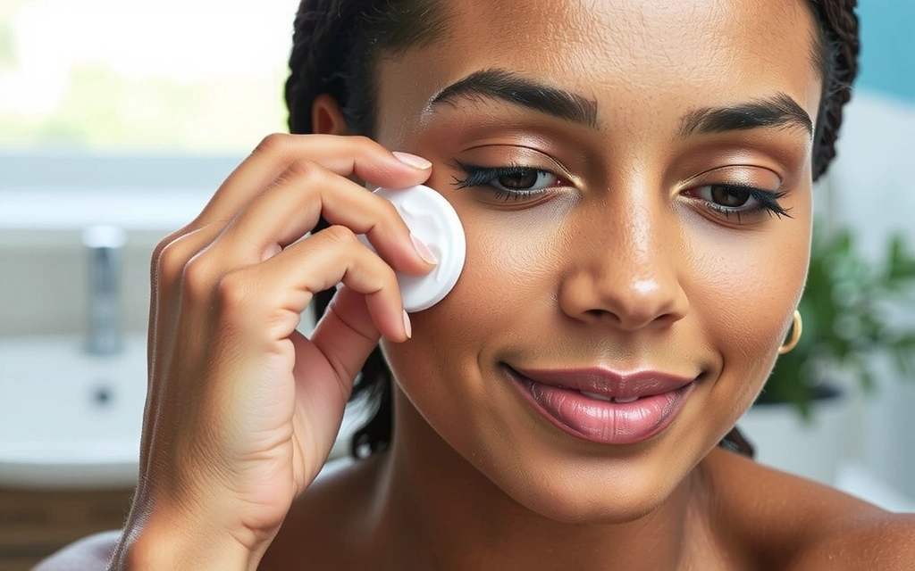 A woman applying a botanical cream to her face, showing smooth, radiant skin